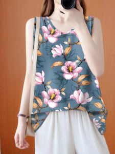 Áo Vest in Họa Tiết Mùa Hè Rộng Rãi Thoáng Khí Thời Trang Nữ Áo Ba Lỗ Thường Ngày Chất Liệu Polyester Dài Vừa Phải