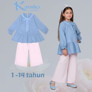 setelan anak perempuan 1-14 tahun  one set  two piece atasan blus korean style dan celana panjang terbaru baha import