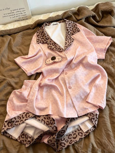 V.C.I | Leopard Print Silk-like Coolness Summer New Sleeveless Plus Size Satin Elegant Sleepwear Set
