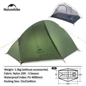 NatureHike | Naturehike Siêu Nhẹ Di Động Chống Thấm Nước Lều Cắm Trại Nylon Đi Bộ Đường Dài Nơi Trú Ẩn Cho 1 Người Đi Xe Đạp Mang Trang Bị Sau Lưng 2 Lớp TPU Tầng
