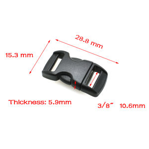 10 Pcs/Pack 3/8"5/8"3/4"1" Contoured Curved Side Release Black Plastic Buckles For Bag DIY Webbing Straps Paracord Bracelet