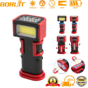 BORUiT COB LED Work Light 1000LM Type-C Rechargeable Flashlight with Magnetic &Hook Inspection Lamp for Car Repair Camping