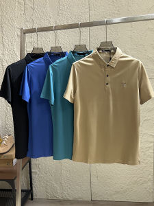 High-End Light Business Series Mens Summer Silk Luster Pique Cotton Breathable Short Sleeve POLO Shirt Fashion Urban Style