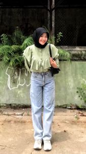 Blouse Polo Linen Rempel Depan Belakang