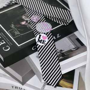 Casper1970 American Retro Striped Original Personality Badge Street Versatile Tie Casual Arrow Type Tie Polyester Winter Fashion