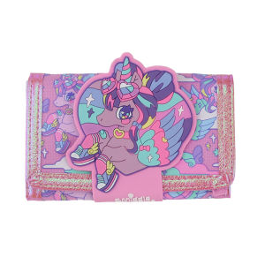 กระเป๋าสตางค์สำหรับเด็กการ์ดน่ารักสำหรับเด็กผู้หญิงสามกระเป๋าเงินแบบพับที่จับลายยูนิคอร์นดาวคาวาอี้ขนาด5นิ้ว