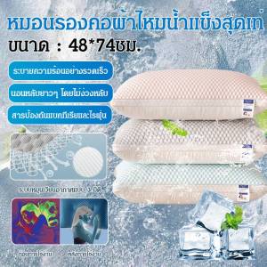 หมอนรองคอผ้าไหมน้ำแข็งเย็นในฤดูร้อน ถั่วแดงคู่ผู้ใหญ่