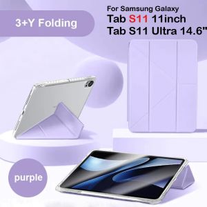 For 2025 Samsung Galaxy Tab S11 Ultra 14.6 " Case Smart Fold Acrylic Clear Stand Cover for Tab S11 11 " Funda with Pencil Holder