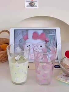 Miffy | 450ML Kawaii Miffy Cốc Thủy Tinh Dung Tích Lớn In Hình Dễ Thương Sữa Cà Phê Nước Rượu Quà Tặng Cho Bé Gái-Anime Cosplay Prop