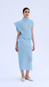 KESHANGYI Pleated Women Set 2026 Summer New Solid Color Irregular Design T-shirt Loose Large Half Skirt Female Two Piece Set