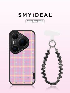 Smyideal | Magnetic Phone Case Purple Grid Bow Huawei Pura 90 Pro Max