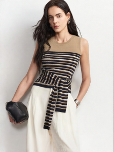 Vero Moda | Waist Tie Striped Knit Sweater Vest Autumn New Style