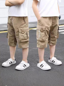 Boys Summer Workwear Shorts Five-Quarter Length Thin Cotton Trousers for Middle And Large Children Trendy And Versatile