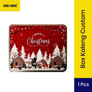 HUGeARNS - Tin Kotak Lebaran Natal Imlek 17x14 17 x 14  Custom Corporate Gift Merchandise / Kaleng Kotak Hampers Natal Imlek Lebaran / Box Kaleng Custom / Kaleng Custom Kotak Hampers Souvenir Ulang Tahun / Wedding / Souvenir Box Kaleng Custom Desain