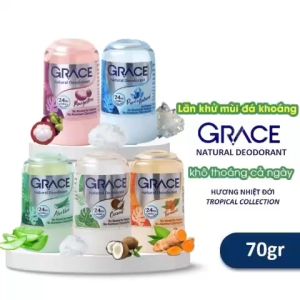 Lăn Khử Mùi Đá Khoáng Grace 70G Nhiều Mùi Hương Măng Cụt Dừa Nghệ Xoài Nha Đam Grace Crystal Deodorant 70G