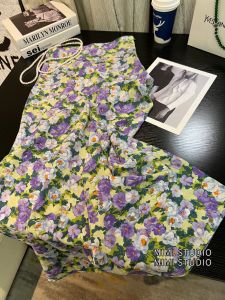 Monet Style Floral Print Maxi Skirt Womens Summer 2025 Korean  A-Line Midi Skirt Slimming Large Flounce Skirts