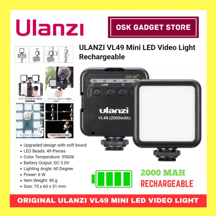 Ulanzi VL49 Mini LED Video Light With Rechargeable Battery | Original ...