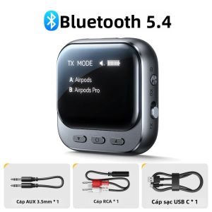 Joyroom 2-IN-1 Bộ Thu Phát Bluetooth 5.4 Bộ Chuyển Đổi Xe Hơi 400mAh Aux Có Màn Hình LED Để Nghe Nhạc Cuộc Gọi Rảnh Tay CB2S