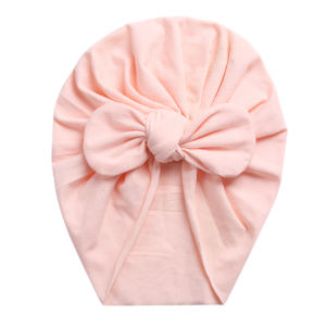 Cotton Baby Turban Hats Cute Bear Bow Beanies Caps Elastic Candy Color Headwraps Headwear Fashion Newborn Kids Hair Accessories