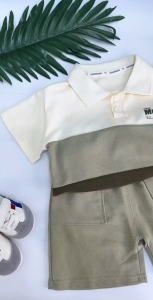 Musim Panas Baju setelan anak laki Setelan Katun Stripe Polo baju kaos anak laki laki fashion import