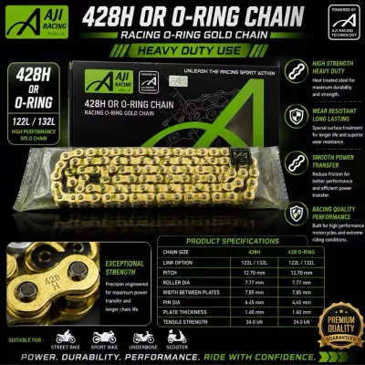 [OFFER] AJI RACING GOLD CHAIN ORING HEAVY DUTY 428 122L 132L RANTAI ORING RANTAI STANDARD AJI RACING 428 RANTAI RK
