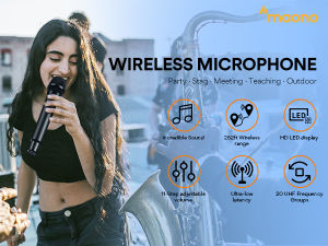 Maono WM760 UHF Wireless microphone Professional karaoke Wireless Mic for Videoke 6.5MM 80M receiving distance Dual Handheld HD Mike1400mhz home singing equipment