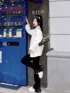 กางเกงยีนส์ทรงตรงสีดำ ซิป ทรงสลิมฟิต กางเกงขายาวสำหรับผู้ชายและผู้หญิง กางเกงขายาวทรงตรงแบบเข้ารูปสำหรับฤดูใบไม้ร่วง