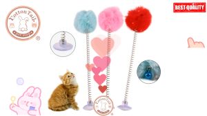 Tongkat Per PomPom Fluffy Cat Stick Toys - Mainan Kucing Bulu PomPom