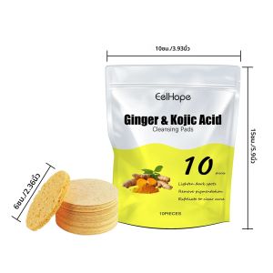 ขมิ้น Kojic Acid Exfoliating แผ่นทําความสะอาดอ่อนโยนที่มีประสิทธิภาพทําความสะอาดผิวหน้าจางหายไปจุดด่างดํา Pad ผ้าเช็ดทําความสะอาดห้องน้ํา