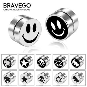 Bravego 1 đôi bông tai thời trang lôi cuốn Nam thép titan không xỏ lỗ Bông tai kẹp