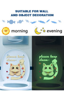 1pcs Red Blue White Glow-in-the-dark Funny Cat Tissues Stickers Adhesive Decals Waterproof Luminous Bathroom Toilet Decorations