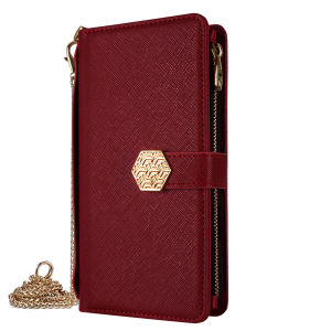 Cross Pattern Multi-Card Wallet Style Flip Cover Leather Case for   16 pro Max plus Crossbody Protection