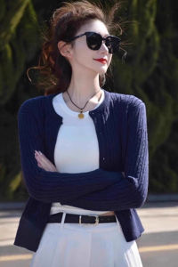 SHUQINGLAI | Áo Cardigan Knit Tay Ngắn Giảm Cân cho Nữ