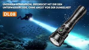 Wurkkos DL08 Professional Diving Flashlight 3600 Lumens Rechargeable Flashlight Rotating Magnetic Switch IP68 Waterproof