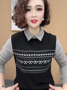 Slimming Fashion Two-piece Style Long Sleeve Top