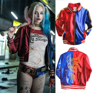 ชุดฮาร์เลย์ควินน์สำหรับผู้ใหญ่ เสื้อคอสเพลย์แจ็คเก็ตโจ๊กเกอร์ปักลายฮาโลวีนทีมพลีชีพสำหรับชุดถุงมือ ราคาบริเวณ 1,500 ฿