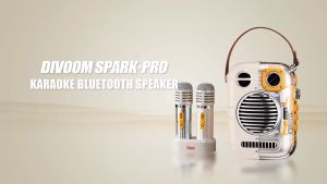 Divoom Spark-Pro Karaoke Bluetooth 5.2 80w Semi-Sectional Art Portable Speaker Come With 2pcs Professional Microphone