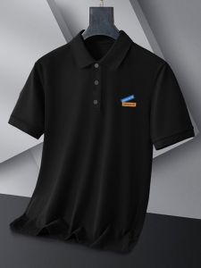 เสื้อโปโลคอตั้งแขนสั้นฤดูร้อนสำหรับผู้ชาย สไตล์ลำลอง เสื้อยืดสีดำ เสื้อผ้าทำงานสไตล์ฮ่องกง เทรนด์เสื้อผ้าทำงาน