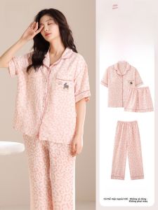 MiiOW | Bộ đồ ngủ mèo người Bộ đồ ngủ mùa hè cho nữ Bộ ba mảnh tay ngắn quần dài áo cardigan dễ thương mặc ở nhà có thể mặc ngoài trời
