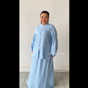 Plus Size (2XL-5XL) Premium Como Silk Crepe Full Button Kemeja Set Kain Muslimah (4983)
