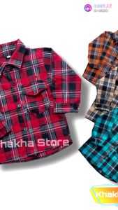 Kemeja Flanel Tangan Panjang Anak laki Laki Berpadu Warna Trendi untuk Gaya Kasual Usia 1-7 tahun