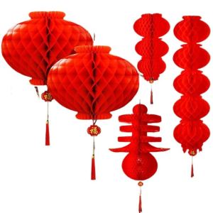 Outdoor Red Paper Lantern Decorations Wedding New Year Celebration Hanging Ornaments Large Yard Tree Festive Cheerful Design