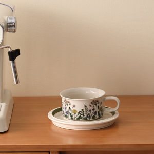 Hand-painted Floral Ceramic Coffee Cup Set French Retro