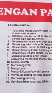 POLA KEMEJA LENGAN PANJANG PRIA (Sudah dengan Kampuh Jahitan)