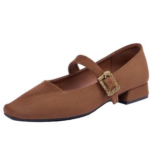 Josiny | Square Toe Mary Jane French Style Single Strap Chunky Heel Low Cut Shoes
