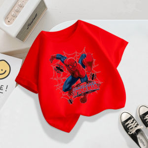 Hot Toys | Spider-man Boys T-shirt Summer Wear Short-sleeved Pure Cotton 2026 New Childrens Wear Cartoon Print Boys Top Clothes