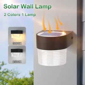 CANMEIJIA 2 Colors 1 Lamp Solar Wall Light Outdoor Led Wall Lamps Waterproof Solar Street Lights Garden Lighting Home Dial code dimming White light/warm light Energy saving
