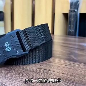 Tactical Belt Quick Release Nylon Braided Belt for Men Outdoor Hiking Work Duty with Black Buckle