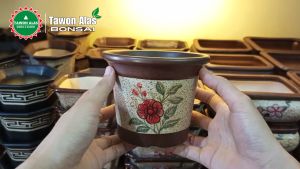 Pot Keramik Bonsai Bundar Kaktus Sukulen Tanaman Hias