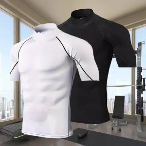 Men Sport T-shirt Quick Dry Bodybuilding Running Shirt Short Sleeve Compression Top Gym T Shirt Men Fitness Tight Rashgard